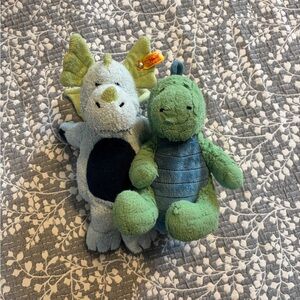 Two Steiff  plush - Samu the Magic Dragon and Spott the Stegosaurus dinosaur